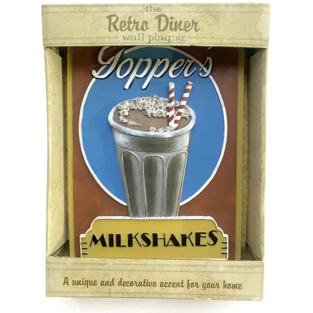 Retro Diner Wall Plaque French Fries & Topper's Milkshakes Set of Two
